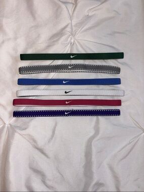 Nike Elastic Headband Set in Green, Gray, Blue, White, Pink, and Navy